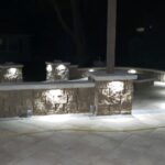 block retaining wall with lights